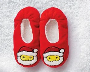 Original Justice Girl's Size 1-2 Santa Smiley Emoji Holiday Slippers New - Picture 1 of 3