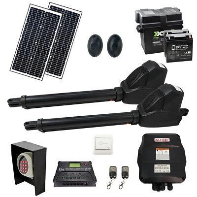 ALEKO Solar Powered Full Kit Swing Gate Operator for Dual Gates up to 1760 lb - Image 1 of 4