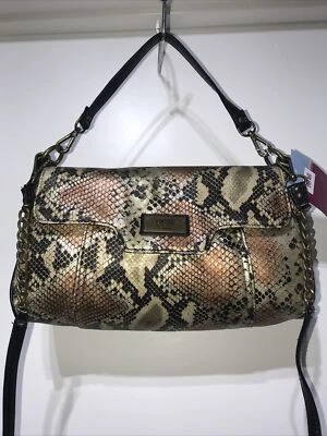 Gigi Hill Crossbody Bag W/Top Handle Handbag Faux Snake Skin Python NEW WITH TAG - Image 1 of 4