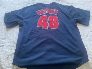 Camiseta para hombre de los Indios de Cleveland talla 2 XL XXL logotipo cosido Travis Hafner #48 usada en excelente estado - Imagen 1 de 8