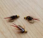 3x PRINCE GOLDHEAD GOLD RIB RED TAIL WET TROUT GRAYLING NYMPHS Fly Fishing #12