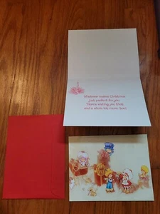 Tarjeta de Navidad de vacaciones Strawberry Shortcake 1984 tarjeta de papel SSC de colección - Imagen 1 de 1