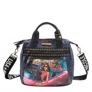 NICOLE LEE WASHED DENIM STUDDED BAG - Picture 1 of 11