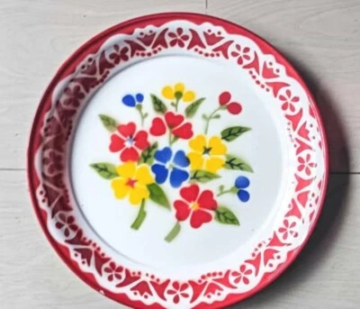 "12" Thai Floral Tray - Handcrafted Traditional Serving Tray with Flower Design - Image 1 of 4