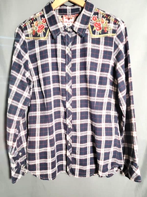 Camisa Grace Talla XL Multicolor Manga Larga Estampado Floral Bordado Western Bueno Foto 1 de 4
