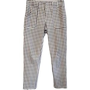 Jofit Gingham Pants Sz 2 Gray White Check Slim Fit Stretch Trousers Retro Mod - Picture 1 of 12