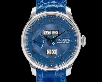 Mostrador Guilhochê F. P. Journe Quantieme Perpetual Platinum Azul - Imagem 1 de 4