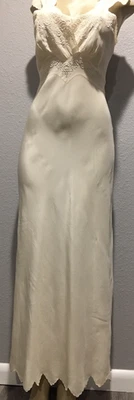Vtg 40's Ivory Satin Crepe Rayon Silk Nightgown 36 - Image 1 of 4