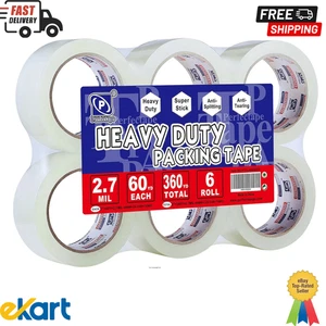 Strapazierfähiges Packband 6 Rollen, Gesamt 360Y, Klar, 2,7 Mil, 1,88 Zoll x 60 Yard - Bild 1 von 6