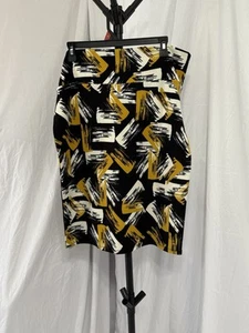 NWT LULAROE CASSIE Pencil Skirt Black Yellow Ivory Paint Streaks Size 2XL New - Picture 1 of 12