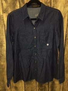 The Limited Cotton Denim Blue Blouse Top Large L NWT Button Front NEW (B14) - Picture 1 of 3