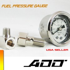 ADD W1 Fuel Pressure Regulator gauge 0-140 PSI Liquid Fill chrome oil Gauge #140