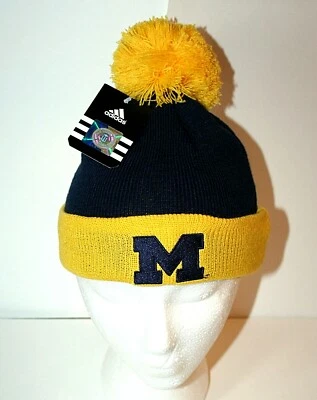 Adidas Univ of Michigan Wolverines Team NCCA Football Knit Cap Hat New Tags Kids - Image 1 of 4