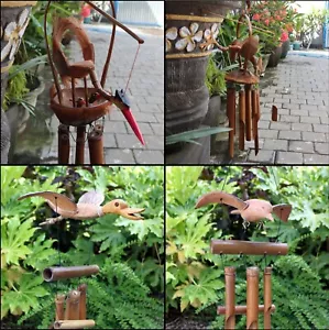 Bamboo & Coconut Animal Wind Chimes, Duck, Blackbird, Dragon, Mother & Chicks - Picture 1 of 11