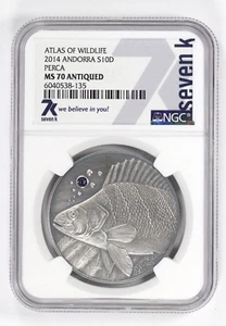 Atlas of Wildlife 2014 Andorra S10D Perca NGC MS70 Antiqued - Picture 1 of 4