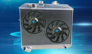 For 1941-1952 JEEP Willys MB CJ-2A M38 42 43 44 45 46 3Row Aluminum Radiator+fan - Imagen 1 de 7