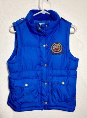 US Polo Assn Womens Puffer Vest Royal Blue & Gold w/ Embroidered Logo Crest Sz M - Image 1 of 4