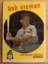 1959 Topps Bob Nieman Card #375 Orioles TWO Homers In MLB Debut! Low-Grade Poor