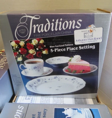 De Colección Tradiciones Johann Haviland GUIRNALDA AZUL 5 Piezas Lugar Set x 4 CAJAS Nuevo Foto 1 de 4