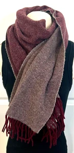 Sciarpa Lana Italiana Tesori 100% Lana Bicolore Grigio/Erica Marrone 66x18inch - Foto 1 di 6