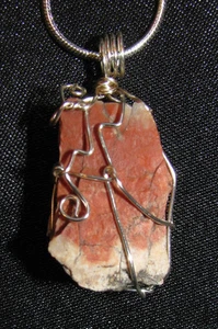 raw Petrified wood wire wrap real stone pendant sp snake chain necklace #E105 - Picture 1 of 12