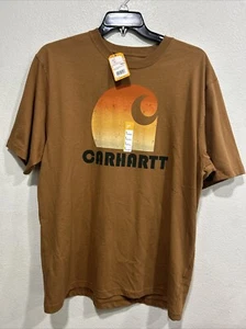 New Carhartt Loose fit Heavyweight Short Sleeve Brown Graphic T-shirt Cotton L - Picture 1 of 6