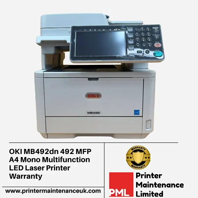 OKI MB492dn 492 MFP A4 Mono Multifunction LED Laser Printer Warranty - Image 1 of 4