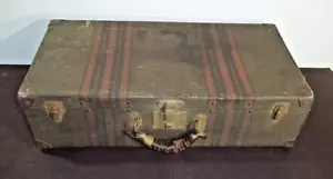 Maleta antigua de composición de tablero duro a rayas - Imagen 1 de 6