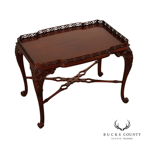 John Widdicomb Georgian Style Carved Mahogany Tea Table Cover
