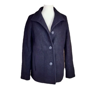 Cappotto Lands End classico minimalista vero nero lana cotta pea taglia 6 - Foto 1 di 7