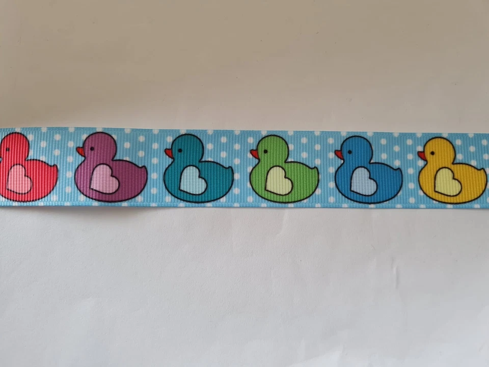 2 meters of duck print grosgrain ribbon 1" wide - Image 1 of 1