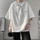 Stylish Summer Half Sleeve Hooded Tshirt for Men Korean Drawstring Pullover