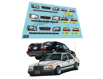 JC-9347 White Toner Waterslide Decals Benz E500 Light Custom 1/64 Hotwheels - Image 1 of 3