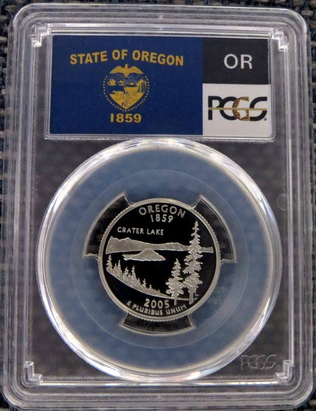 :2005-S S25C WASHINGTON OREGON QUARTER PCGS PR 70 DCAM SILVER R3 TOP-POP - Image 1 of 2