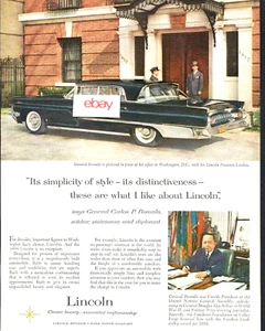 LINCOLN MOTOR CARS 1959 PREMIERE LANDAU IN SCHWARZ GENERAL ROMULO OF UN AD - Bild 1 von 1