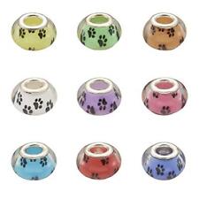  50Pcs Large Hole Acrylic European Spacer Beads Mixed Color-Dog Paw Printed