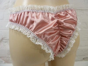 sissy dusky pink satin lace scrunch butt cheeky panties mens lingerie knickers - Picture 1 of 2