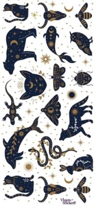 VIOLETTE STICKER - GOLD FOIL MYSTICAL ANIMALS - 7 3/4" x 3 3/4" 19.5 cm x 9.5cm - Picture 1 of 1