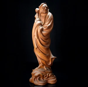 Japanese Vintage The Zen Master Bodhidharma Daruma Daishi Wooden Sculpture 19.5" - Picture 1 of 22