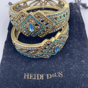 Brazalete Heidi Daus Multi Cristal Bisagras Abrazadera Latón Azul Turquesa 2 - Imagen 1 de 13