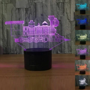Train Model LED 7 Color 3D illusion LED Figure Night Lights Desk Table Lamp H - Picture 1 of 13