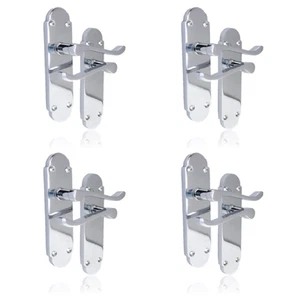 Silver Door Handles Interior Door Handles - Victorian Scroll Polished Chrome 4 - Picture 1 of 11