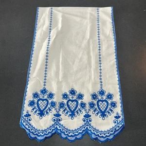 Vintage Tischläufer Schal 60"x18" Leinen handbestickt Blumenmuster Landhaus - Bild 1 von 8