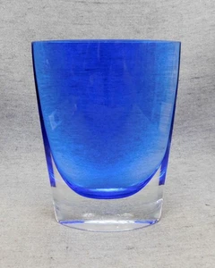 Cobalt Blue Hand Blown Art Glass Vase 8” x 6” Clean No Cracks Chips Unmarked - Picture 1 of 17