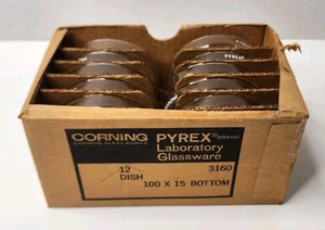 Lot of 12 - PYREX 3160 Petri Bottoms - 100x15mm - Corning Glass - New/Open Box - Picture 1 of 6