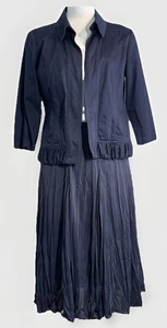 Christopher Banks Open Jacket 2 Piece Crinkle Skirt Front Classic Chic Size Med - Picture 1 of 11