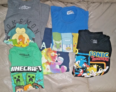 Lote de 5 Camisetas Videojuego Sonic Mario Minecraft Pokemon Niños Talla 8 Foto 1 de 4