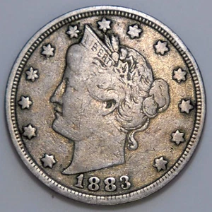 1883 No Cents Liberty Head V Nickel Fine F k148 - Bild 1 von 2