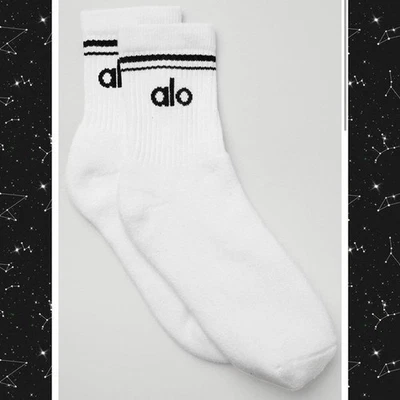 Calcetín retro Alo unisex media tripulación nuevo con etiquetas blanco negro talla mediana Foto 1 de 4