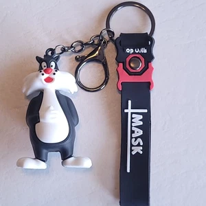 Looney Tunes Sylvester the Cat Keychain Keyring Key Fob with MASK Lanyard 3-D - Picture 1 of 22